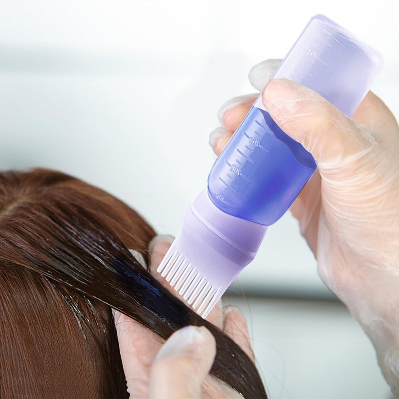 ELANE 4PCS Hair Oil Applicator Bottles - Root Comb Bottles for Scalp Oil and Hair Oiling, 6oz (2 Pink + 2 Purple) - Image 5